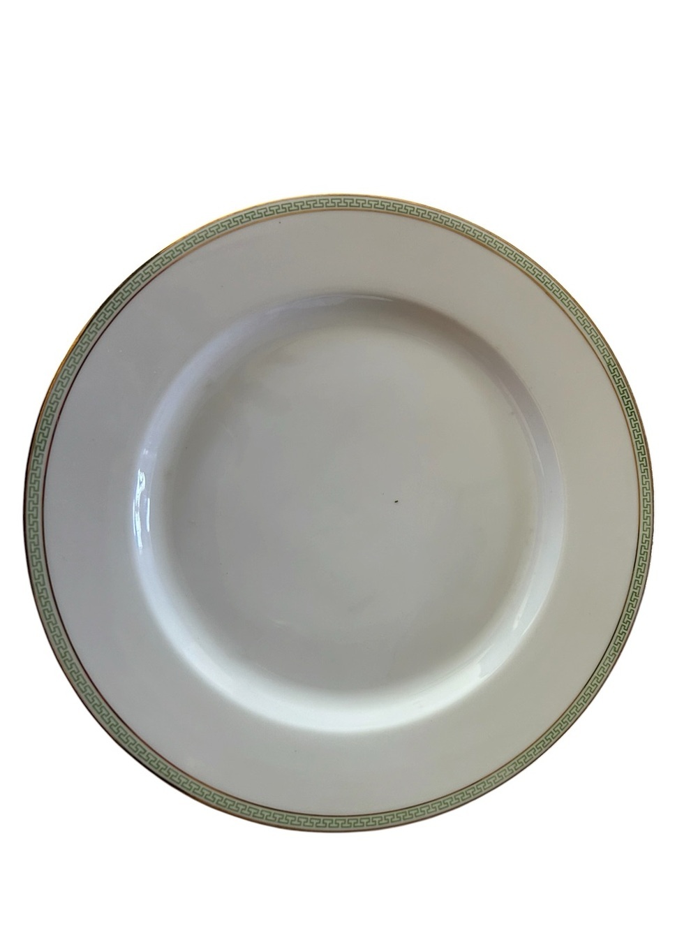 Set of 2 H&C Heinrich Bavaria Deep Rim Plates Green Gold Greek Key 10”